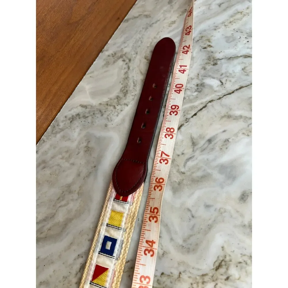 Preppy Sailing Flag Ribbon Belt Leather Trim